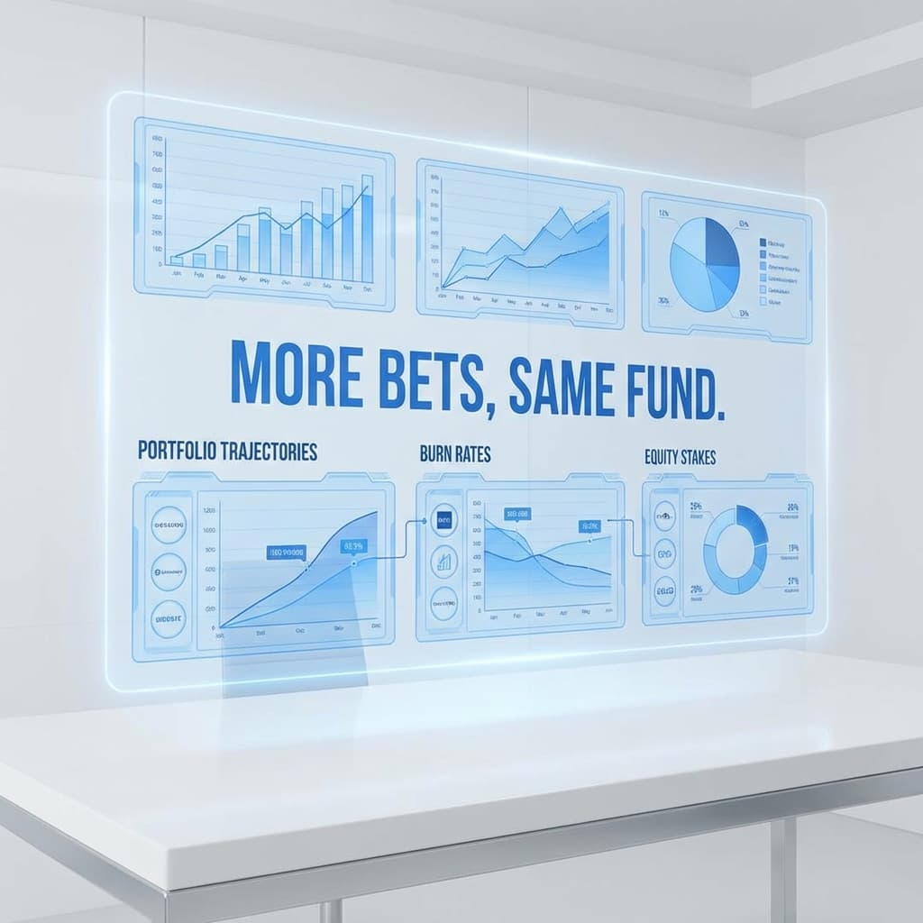 Venture capital portfolio dashboard showing startup metrics