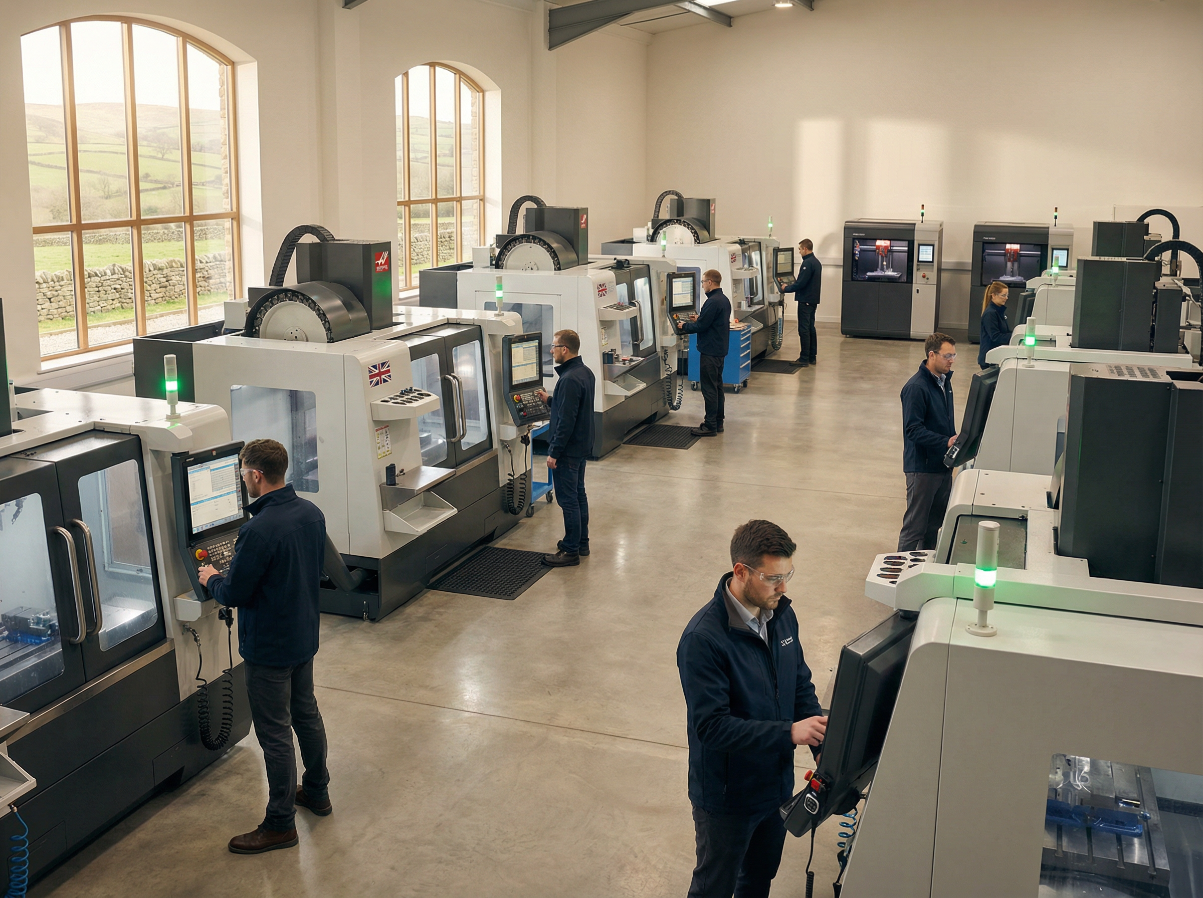 Factory floor with manufacturing equipment
