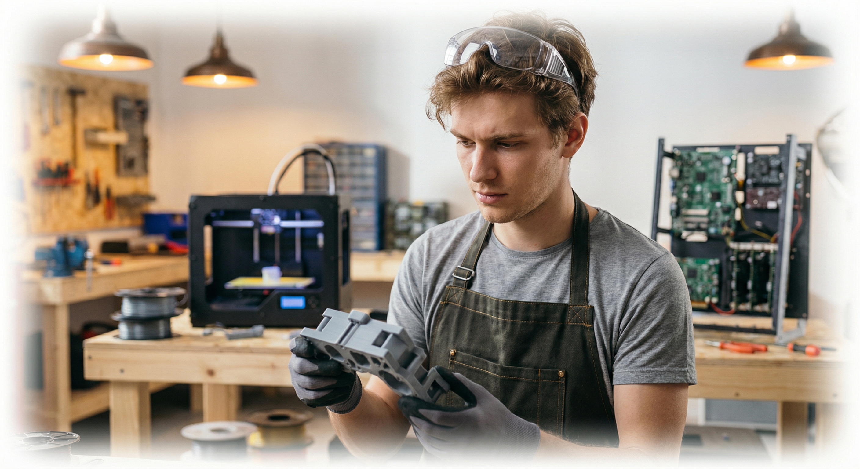 Young engineers collaborating on product design